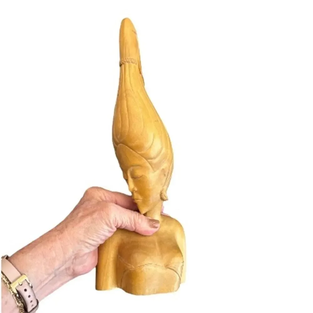 Southeast Island Solid Wood Hand Carved Woman Figure High Hair